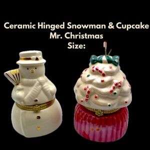 Ceramic Hinged Snowman & Cupcake